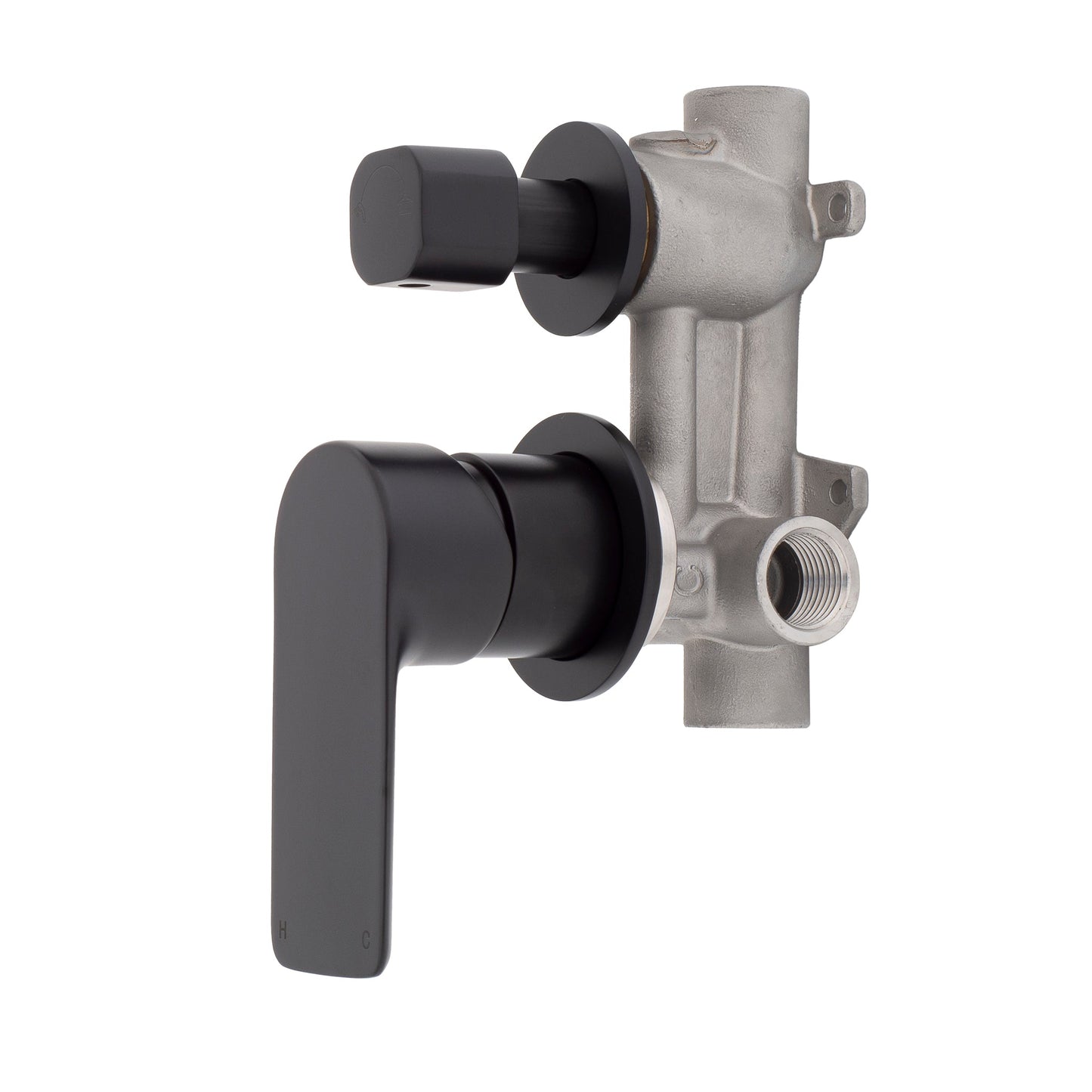 Jena Shower/ Bath Wall Mixer with Diverter and Round Plates, Matte Black