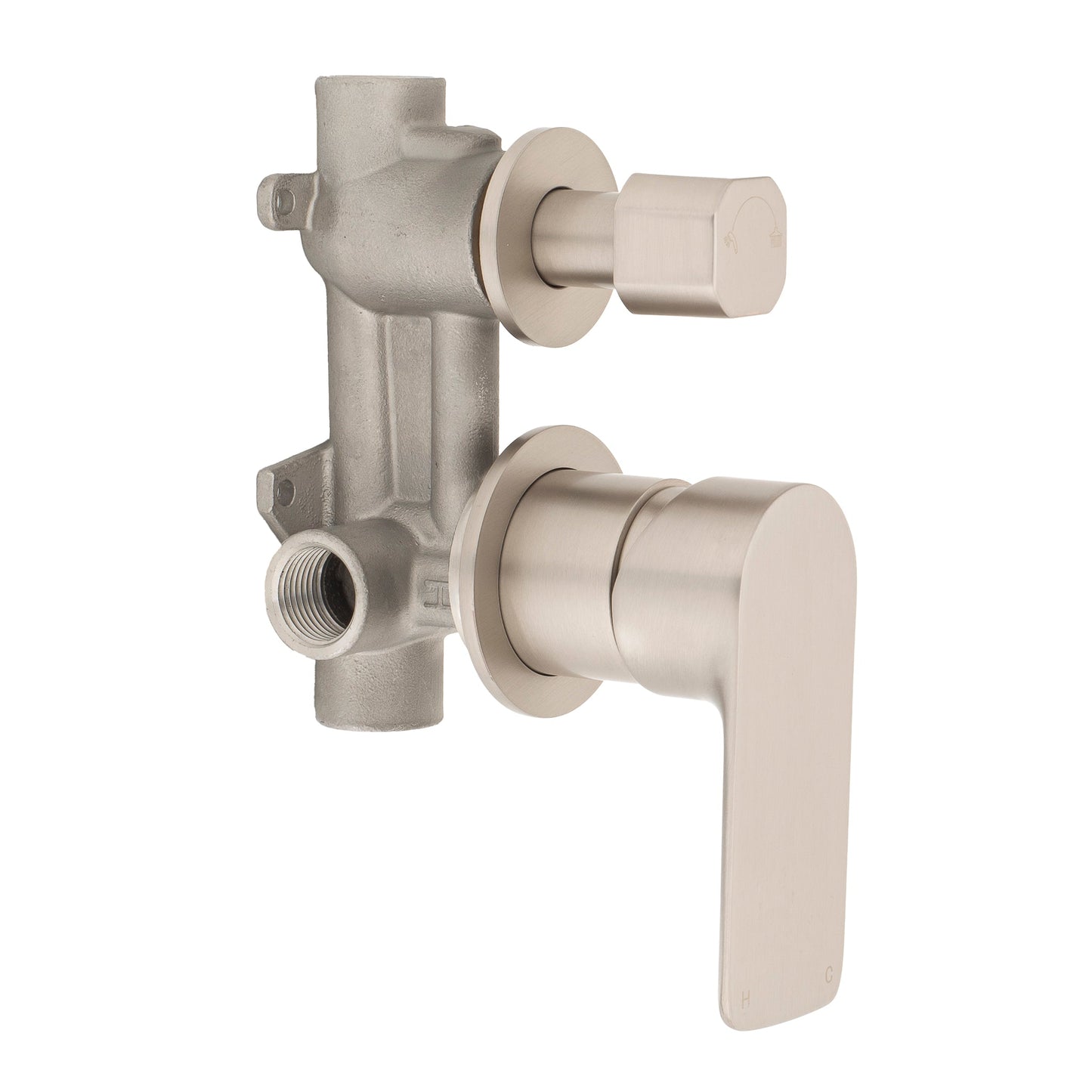 Jena Shower/ Bath Wall Mixer with Diverter and Round Plates, Brushed Nickel