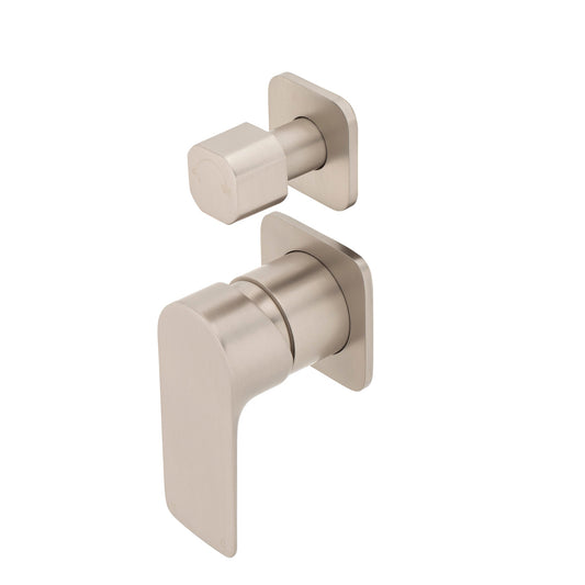 Jena Shower/ Bath Wall Mixer with Diverter and Square Plates, Brushed Nickel