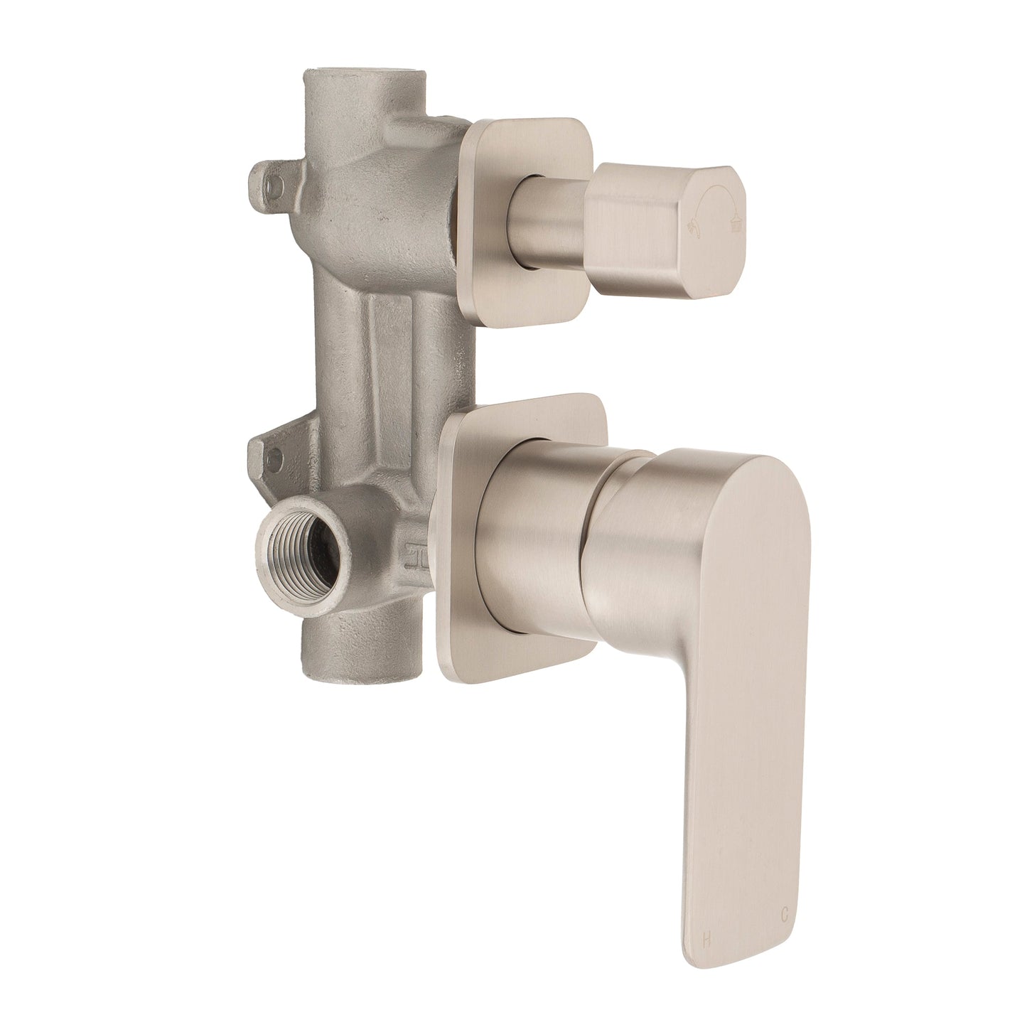 Jena Shower/ Bath Wall Mixer with Diverter and Square Plates, Brushed Nickel