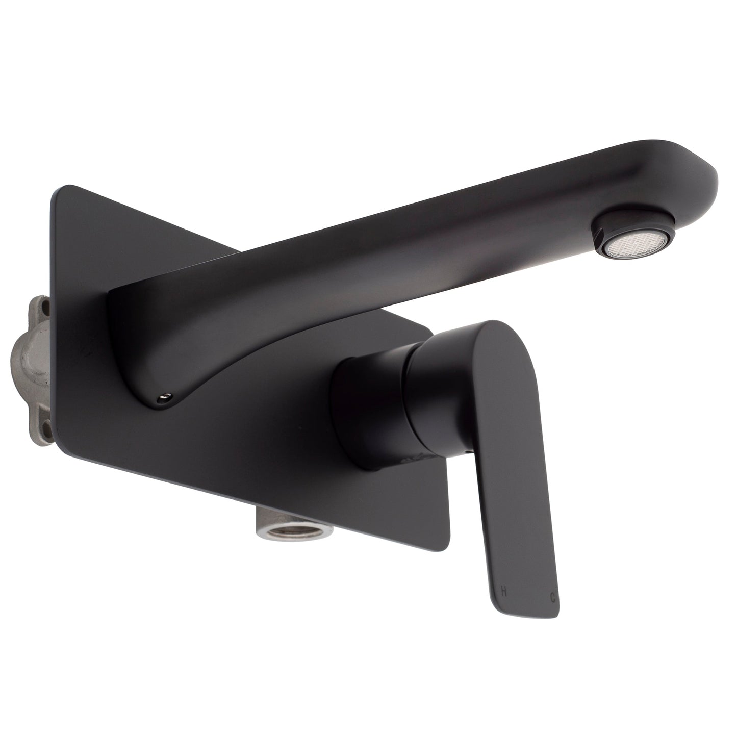Jena Wall Mounted Basin/ Bath Mixer with Spout, Matte Black
