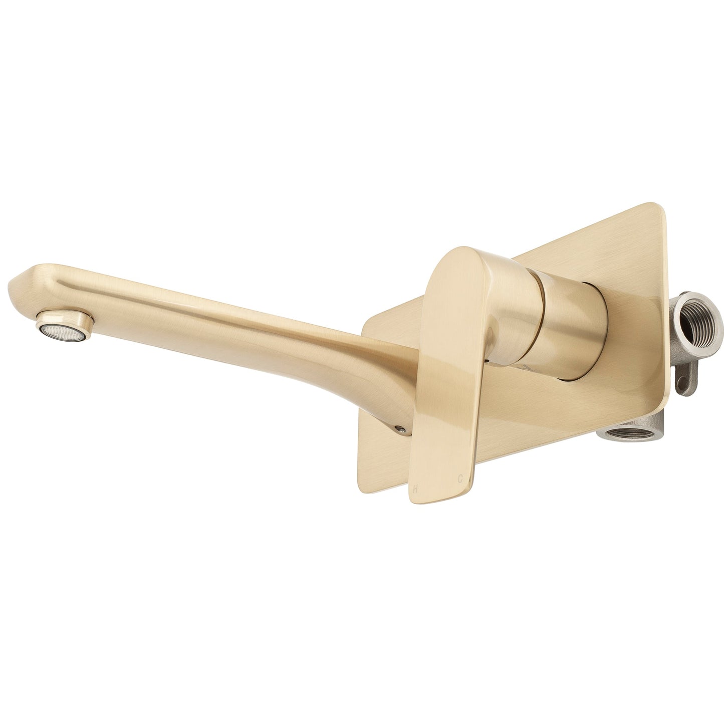 Jena Wall Mounted Basin/ Bath Mixer with Spout, PVD Brushed Brass (Gold)