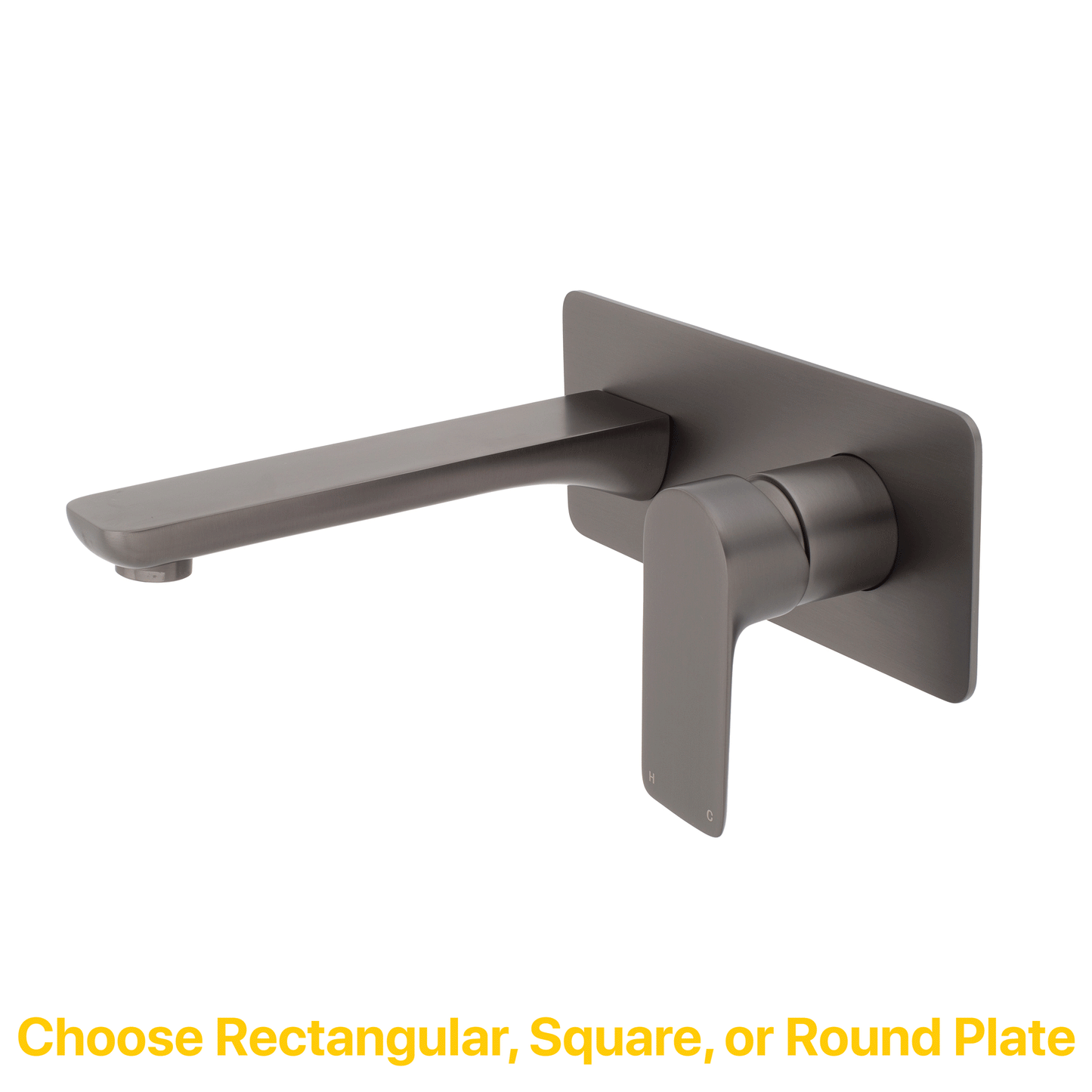 Jena Wall Mounted Basin/ Bath Mixer with Spout and Round Plates, Brushed Gunmetal