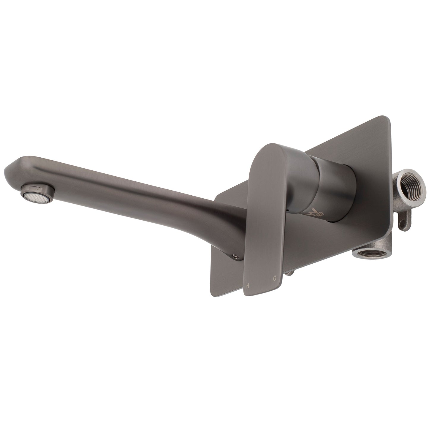 Jena Wall Mounted Basin/ Bath Mixer with Spout, PVD Brushed Gunmetal