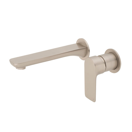 Jena Wall Mounted Basin/ Bath Mixer with Spout and Round Plates, Brushed Nickel