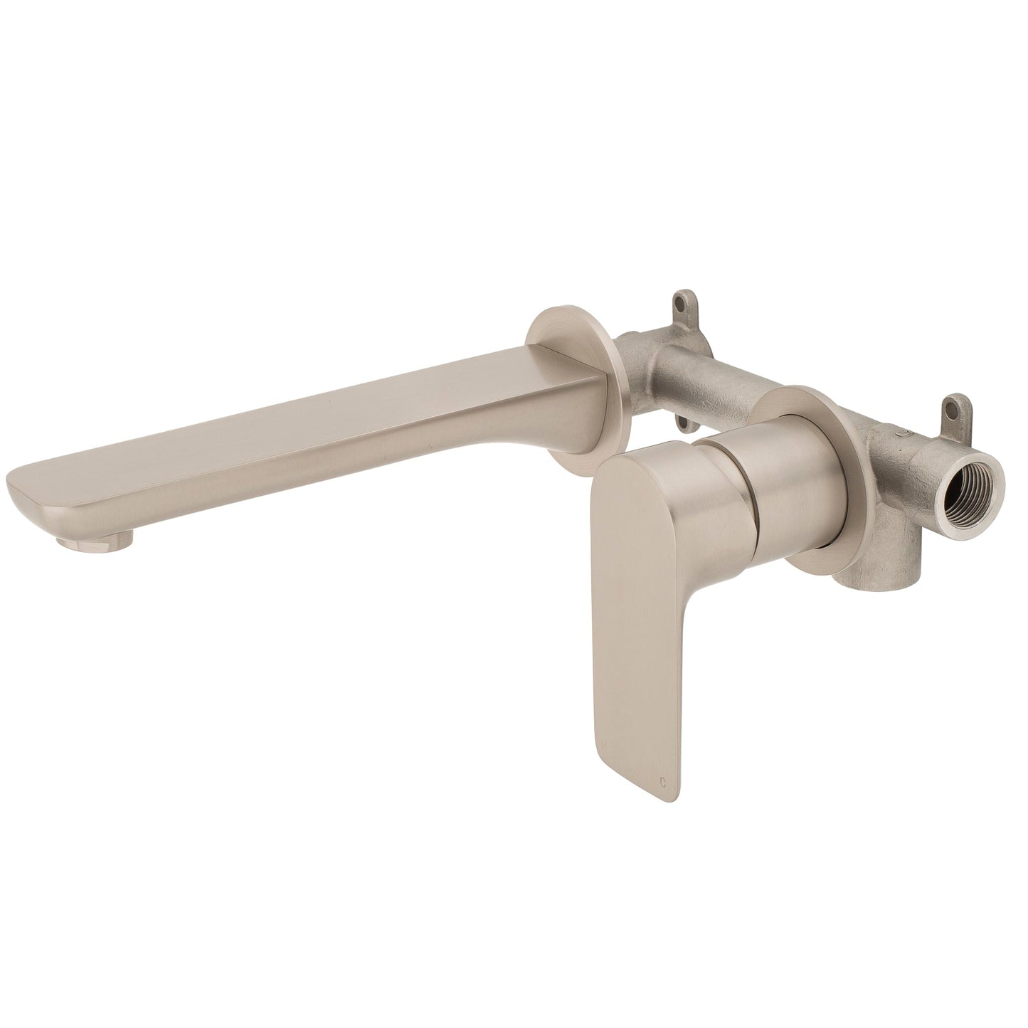 Jena Wall Mounted Basin/ Bath Mixer with Spout and Round Plates, Brushed Nickel