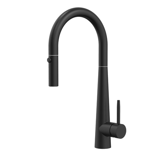 Profile Rise Gooseneck Kitchen Sink Mixer with Pull-Out, Chromium Matte Black