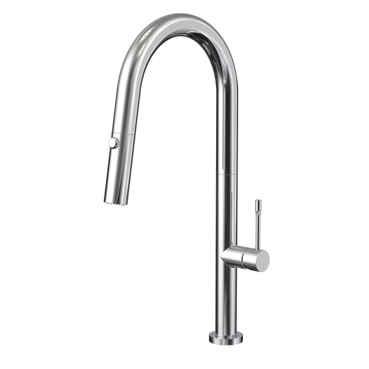 Profile Elegant Gooseneck Kitchen Sink Mixer with Pull-Out, Polished Chrome