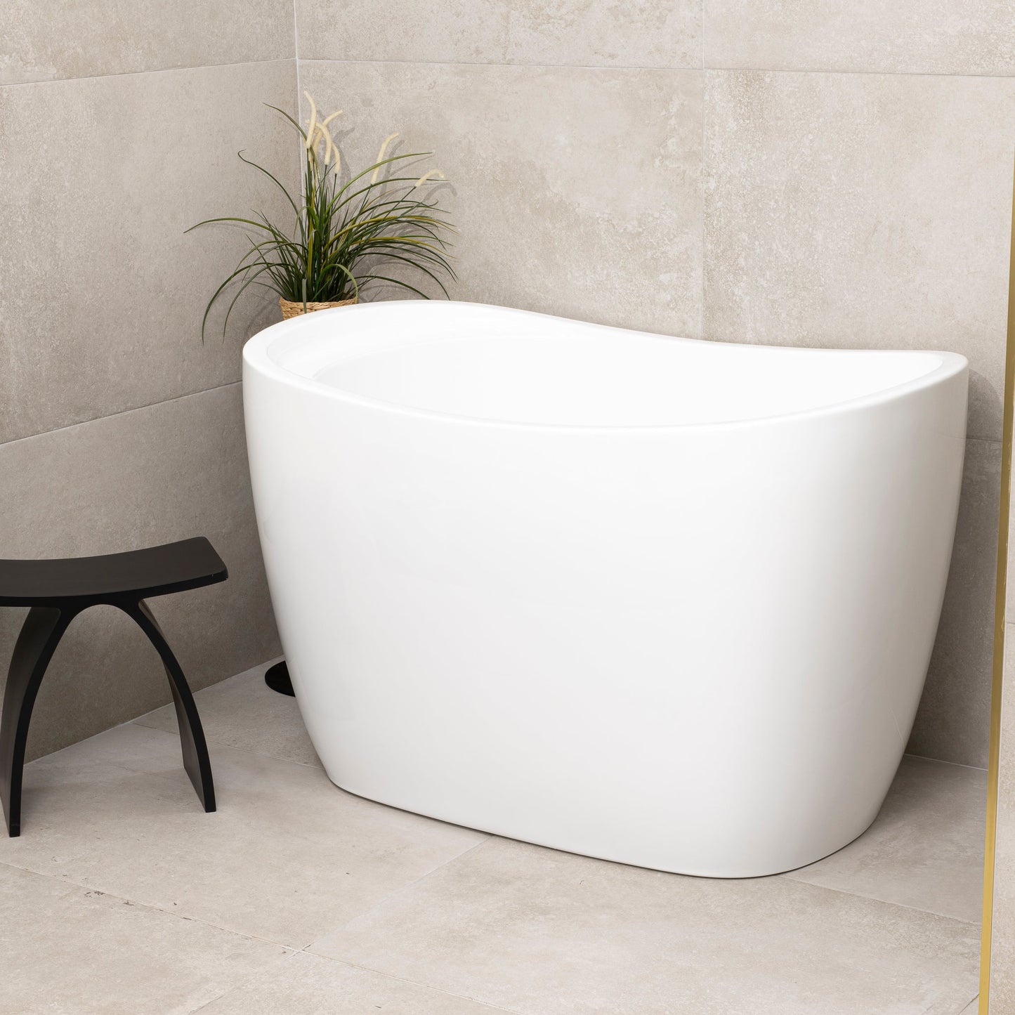 Ofuro 1200mm Extra Height Japanese Soaking Freestanding Bath, Gloss White