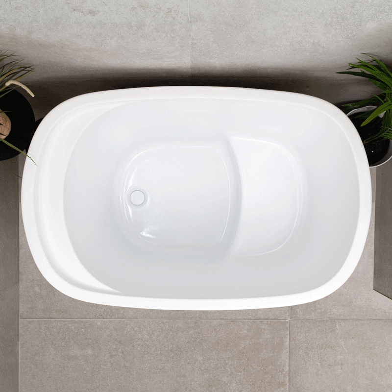 Ofuro 1200mm Extra Height Japanese Soaking Freestanding Bath with Seat, Matte White
