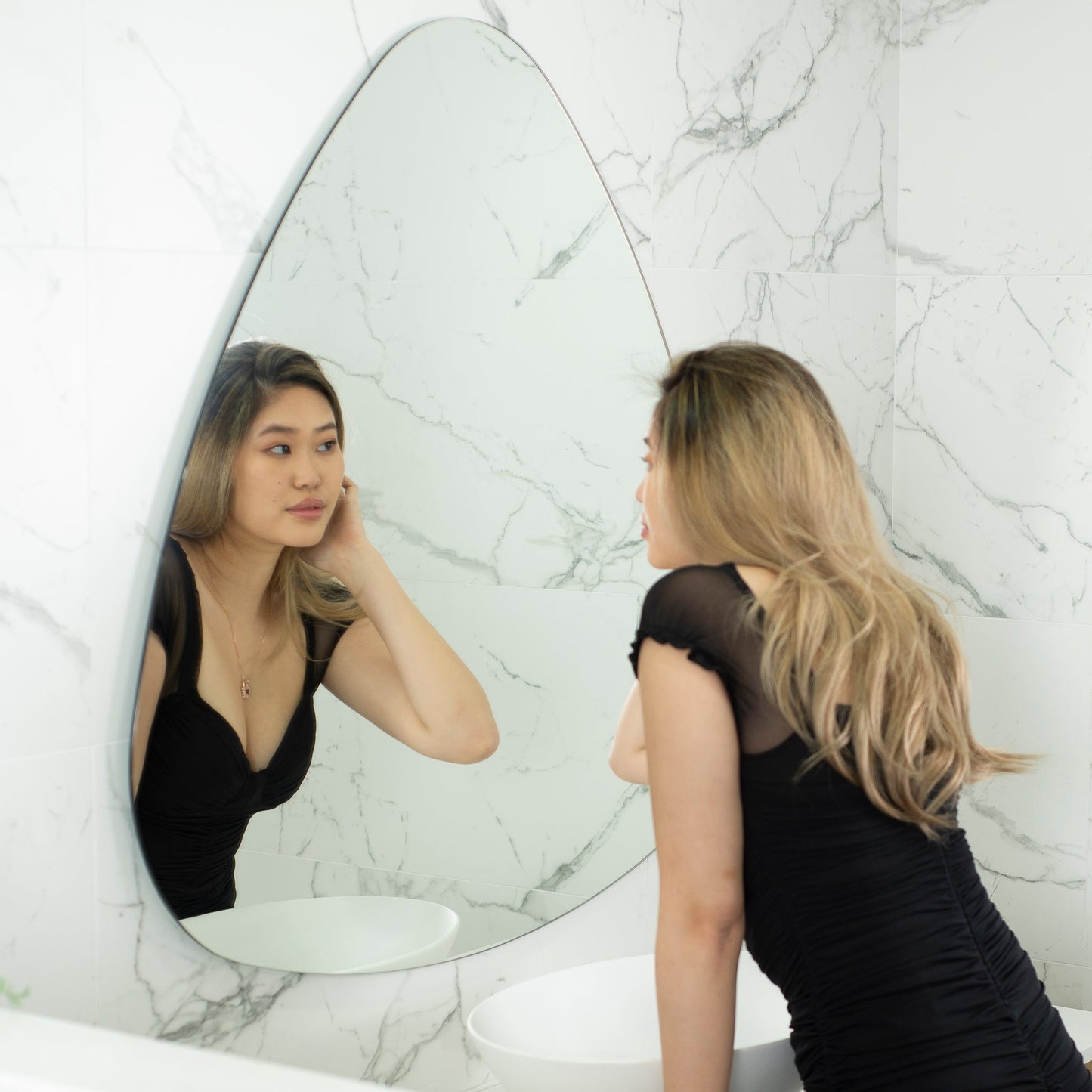 Pearla Drop 800mm Frameless Mirror with Polished Edge