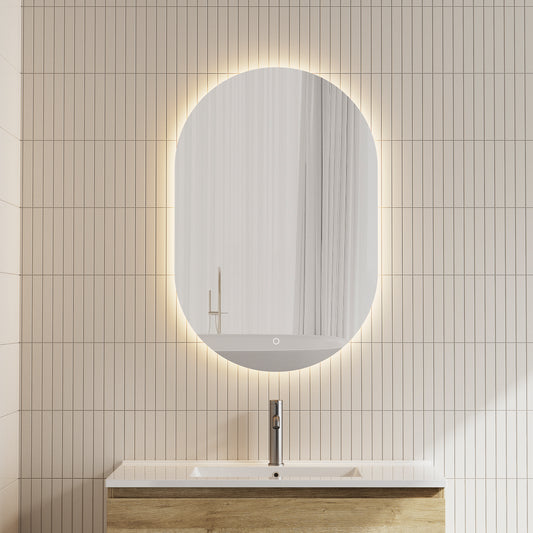 Pill Oval 600mm x 900mm Backlit LED Mirror with Polished Edge and Demister