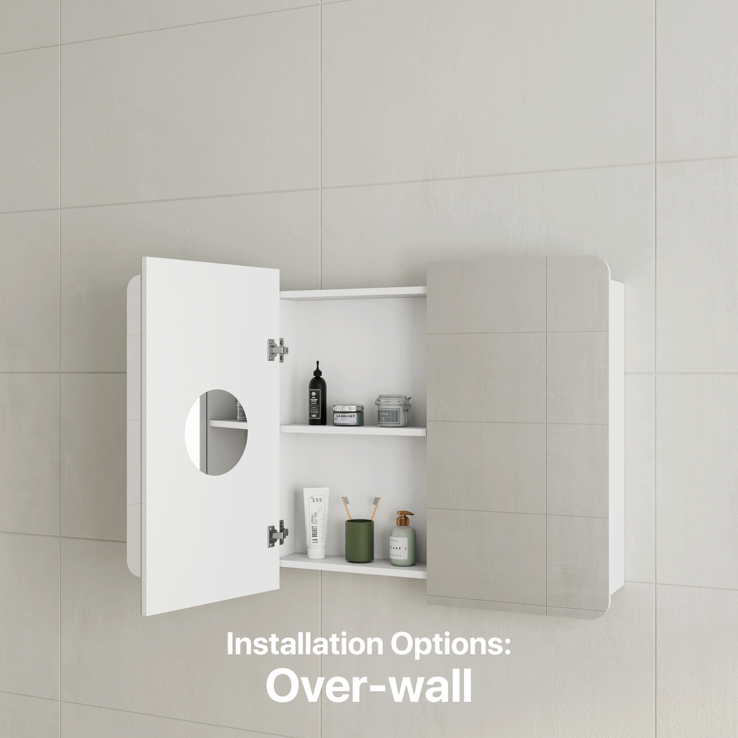 Retti Rectangular 1200mm x 750mm Mirrored Shaving Cabinet, Matte White