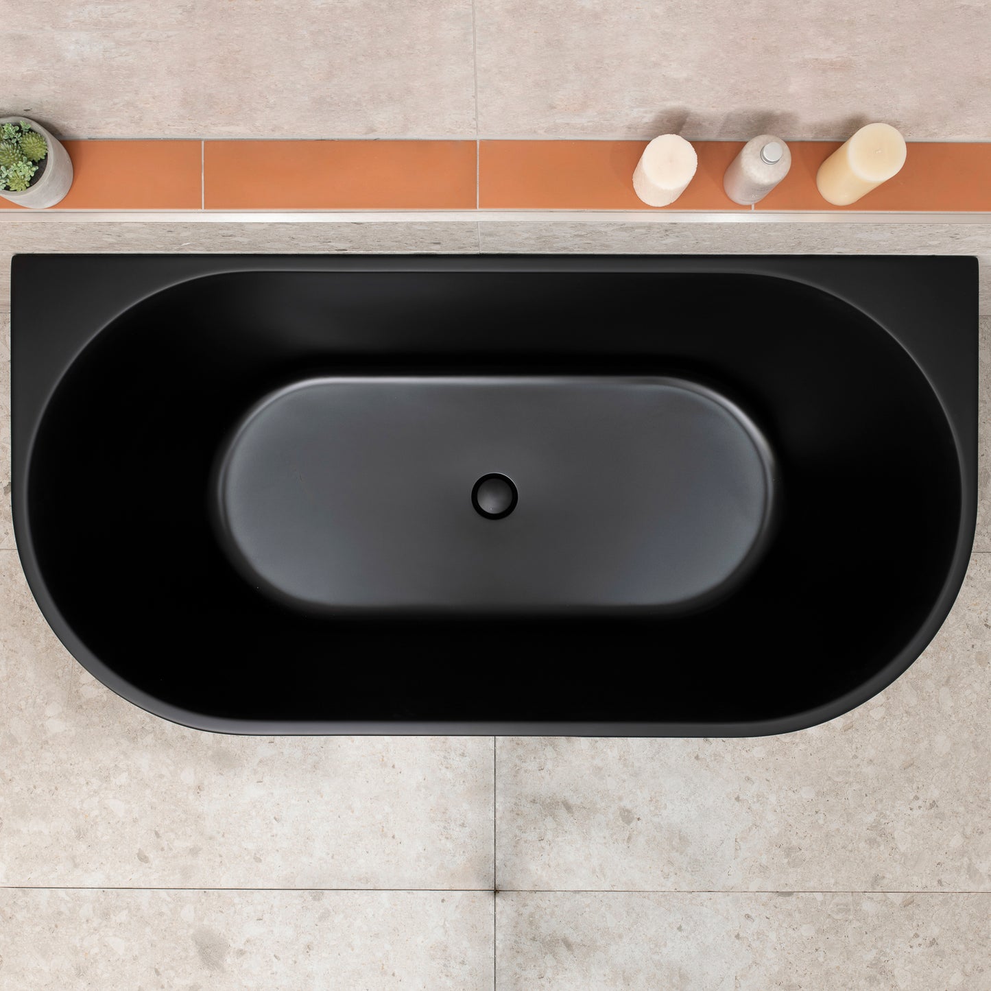 Avalon 1500mm Back to Wall Freestanding Bath, Matte Black