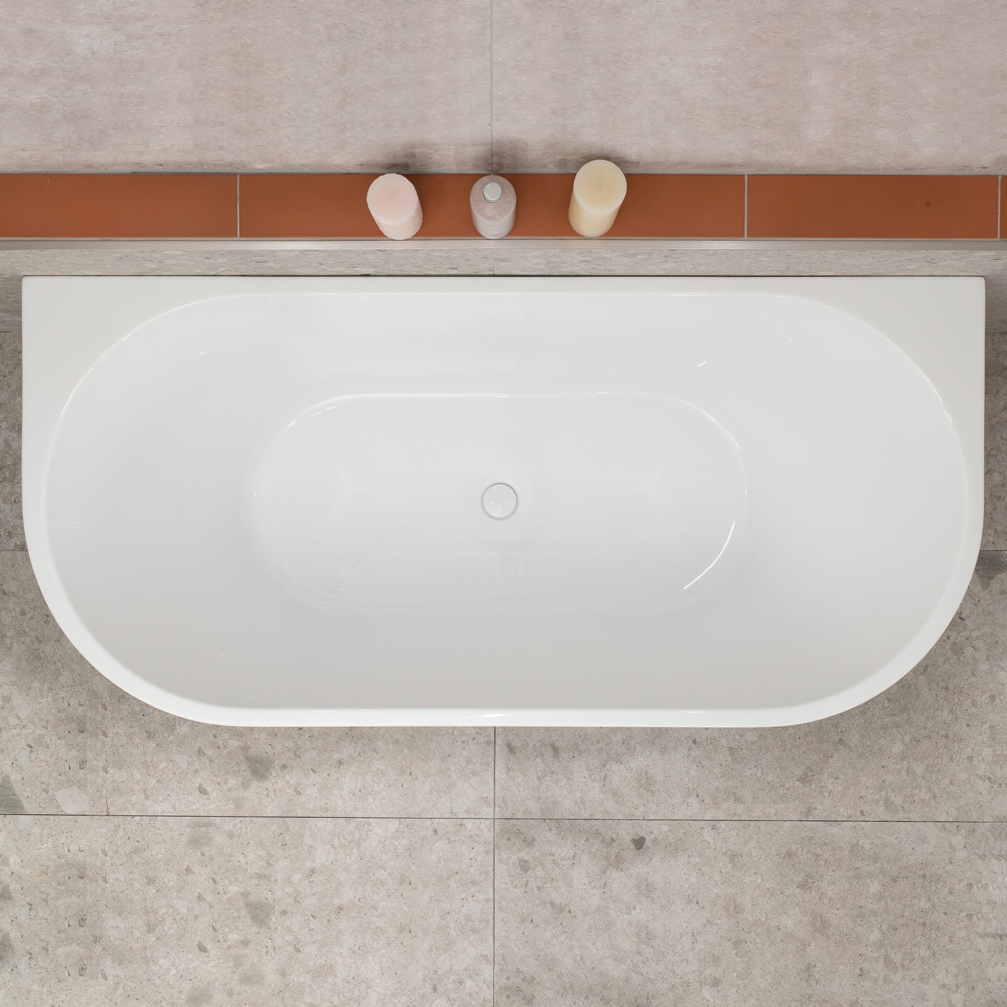 Avalon 1600mm Back to Wall Freestanding Bath, Gloss White
