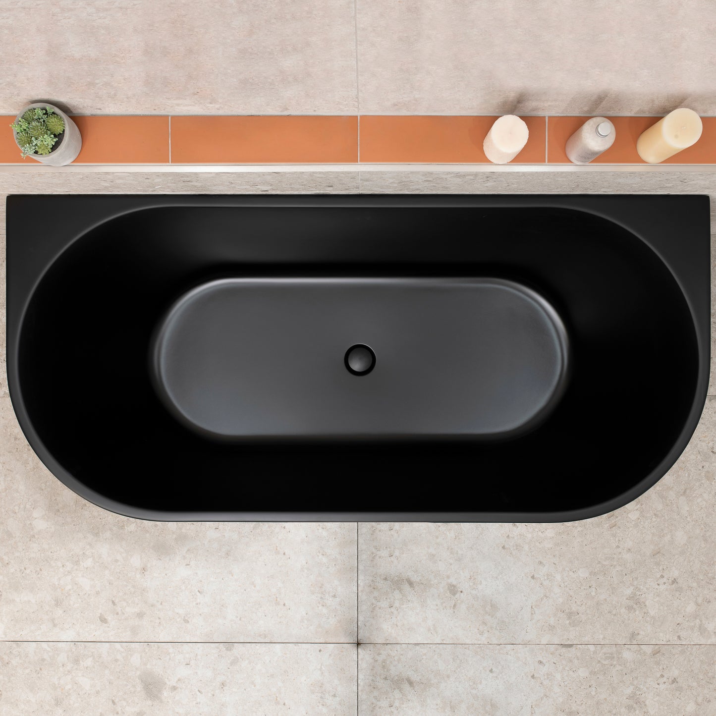 Avalon 1600mm Back to Wall Freestanding Bath, Matte Black