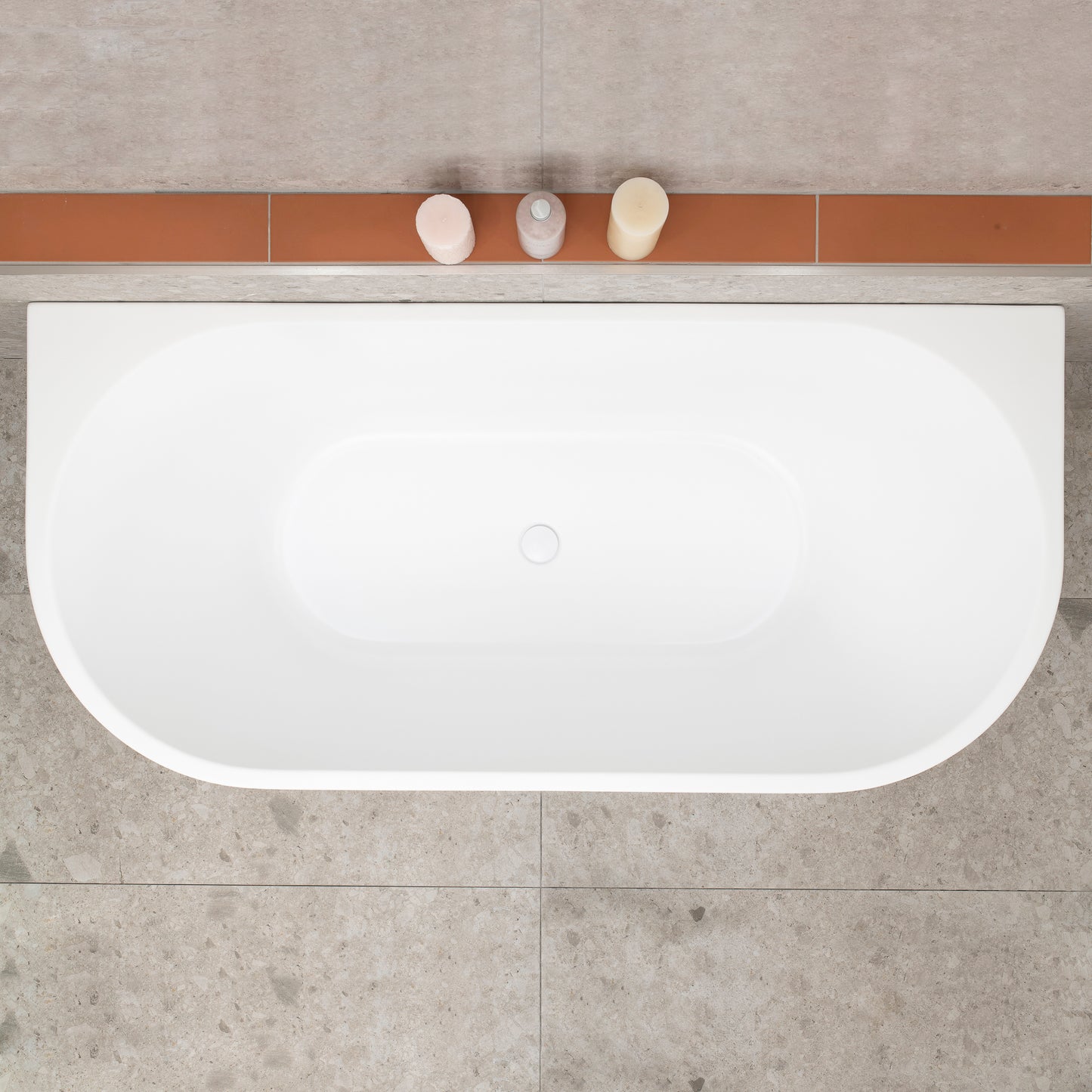 Avalon 1600mm Back to Wall Freestanding Bath, Matte White