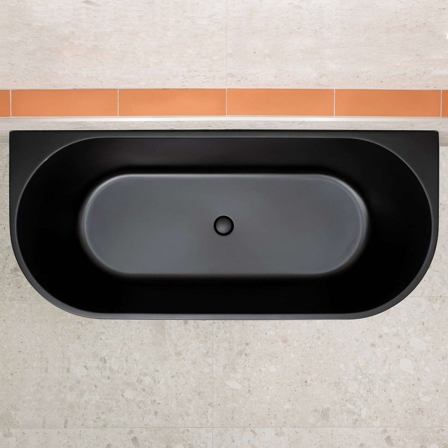 Avalon 1700mm Back to Wall Freestanding Bath, Matte Black