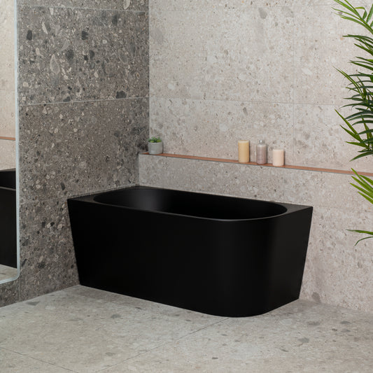 Avalon 1400mm Left Corner Freestanding Bath, Matte Black