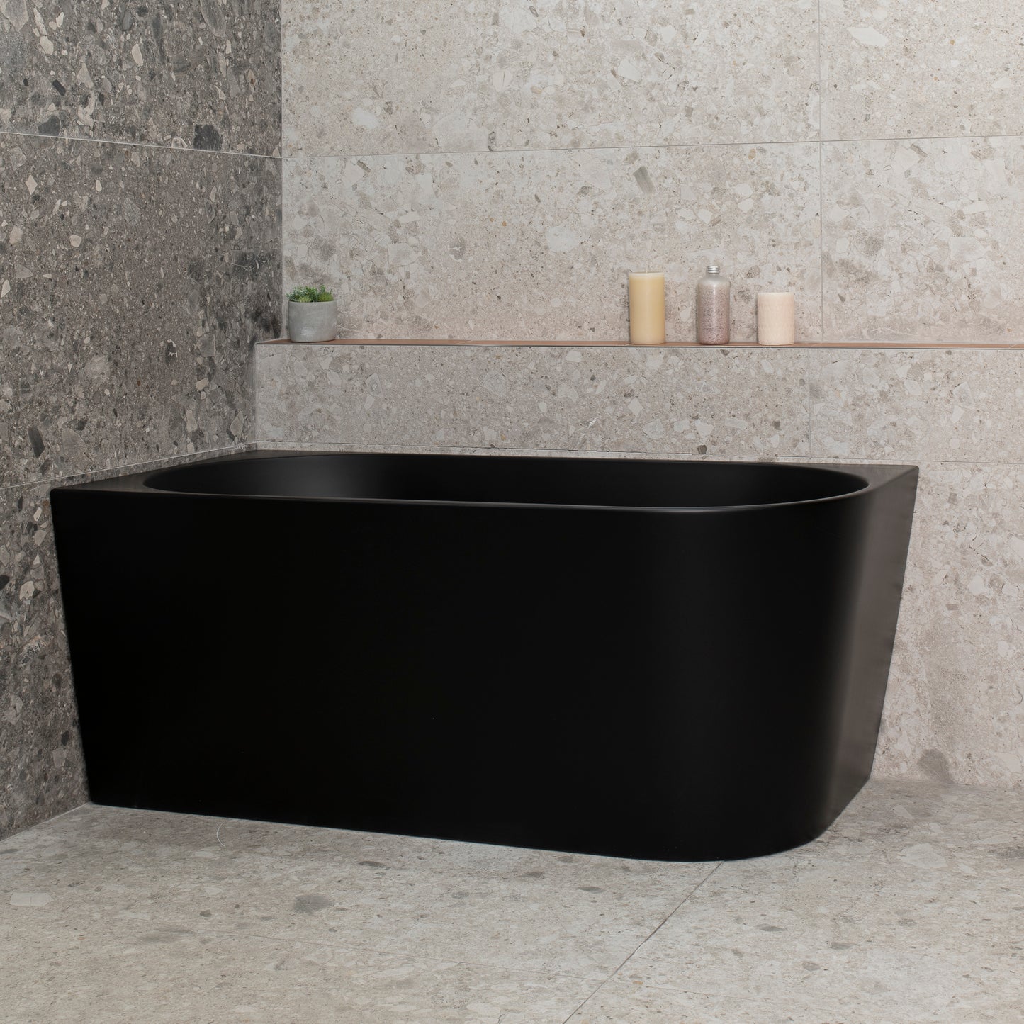 Avalon 1400mm Left Corner Freestanding Bath, Matte Black