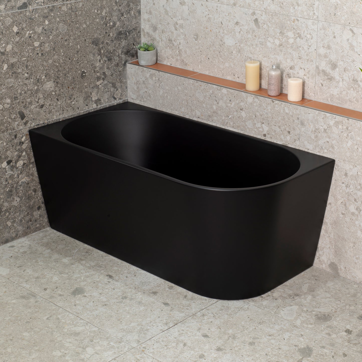 Avalon 1400mm Left Corner Freestanding Bath, Matte Black