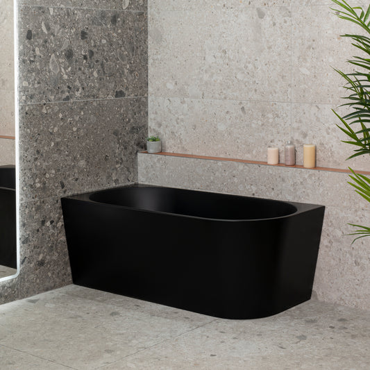 Avalon 1500mm Left Corner Freestanding Bath, Matte Black
