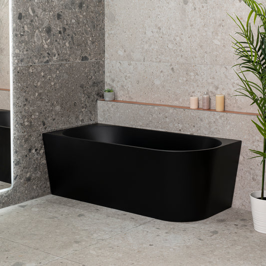 Avalon 1600mm Left Corner Freestanding Bath, Matte Black