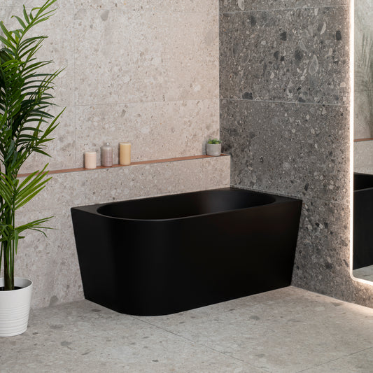 Avalon 1300mm Right Corner Freestanding Bath, Matte Black