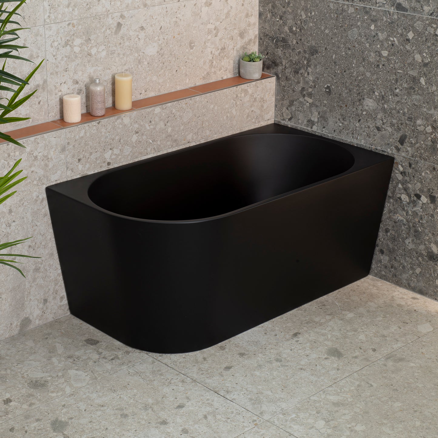 Avalon 1300mm Right Corner Freestanding Bath, Matte Black