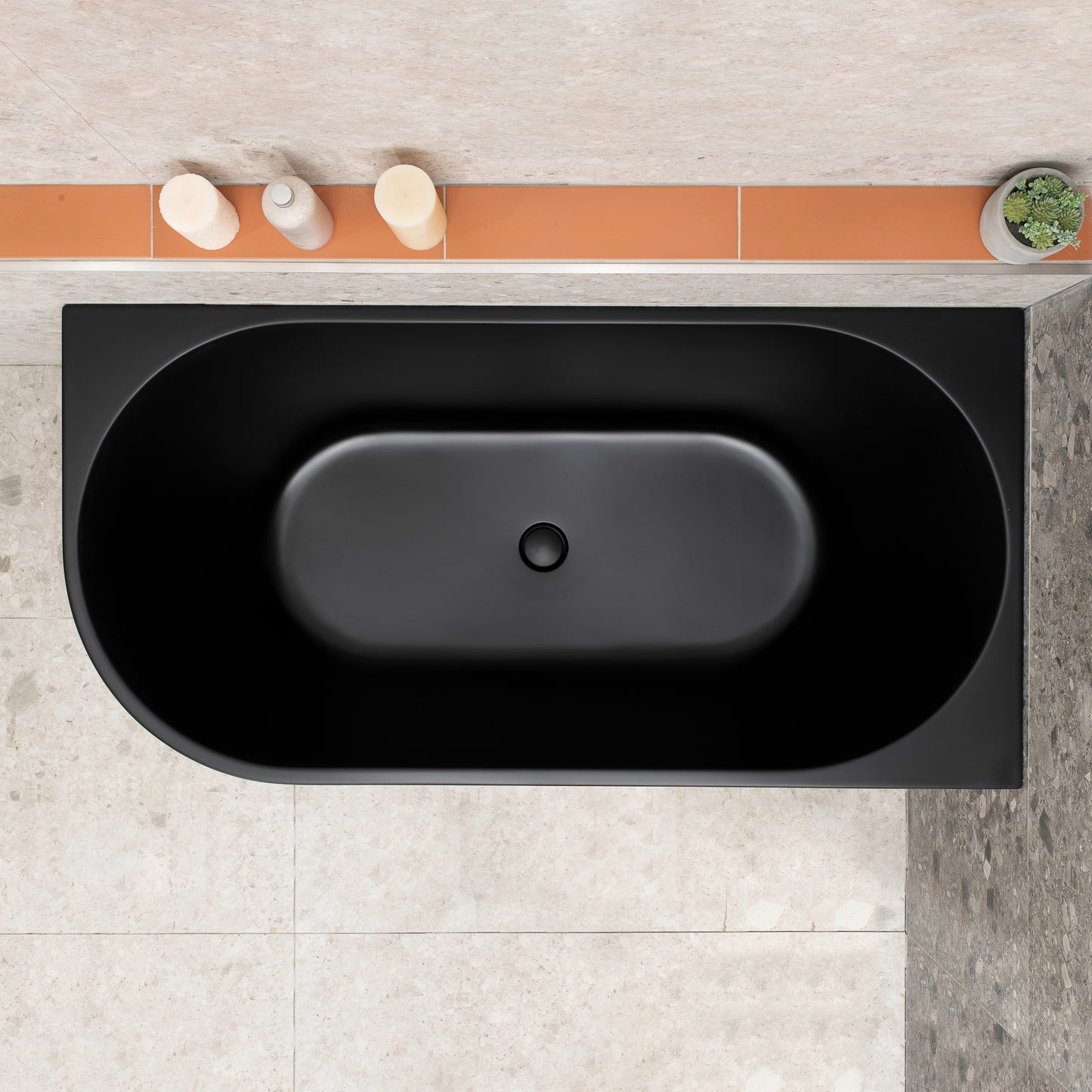 Avalon 1400mm Right Corner Freestanding Bath, Matte Black
