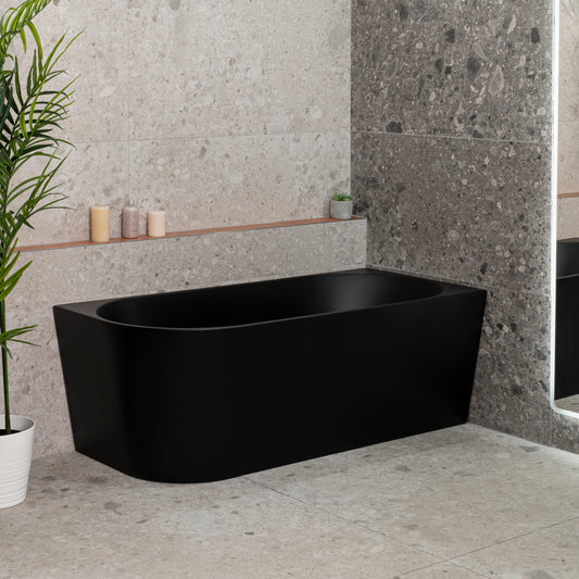 Avalon 1600mm Right Corner Freestanding Bath, Matte Black