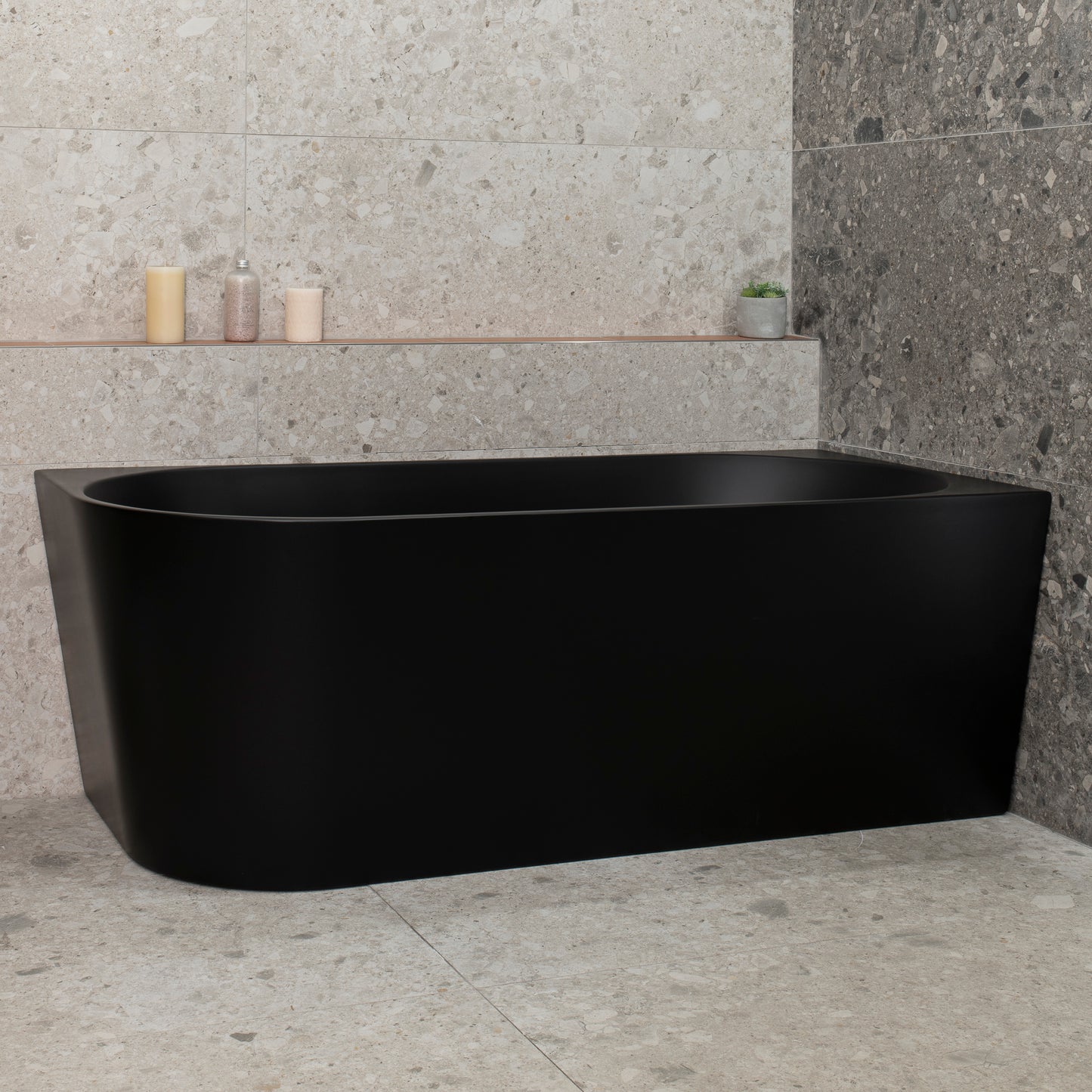 Avalon 1600mm Right Corner Freestanding Bath, Matte Black