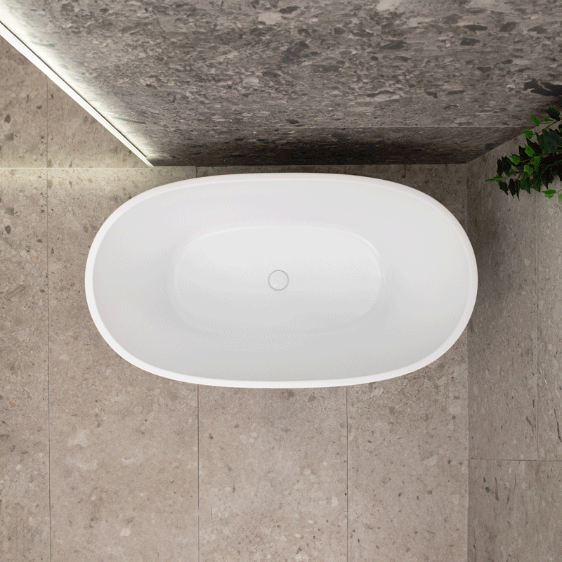 Byron Egg 1200mm Oval Freestanding Bath, Matte White