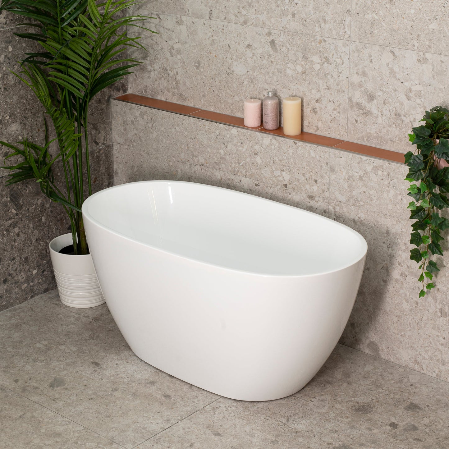 Byron Egg 1200mm Oval Freestanding Bath, Gloss White