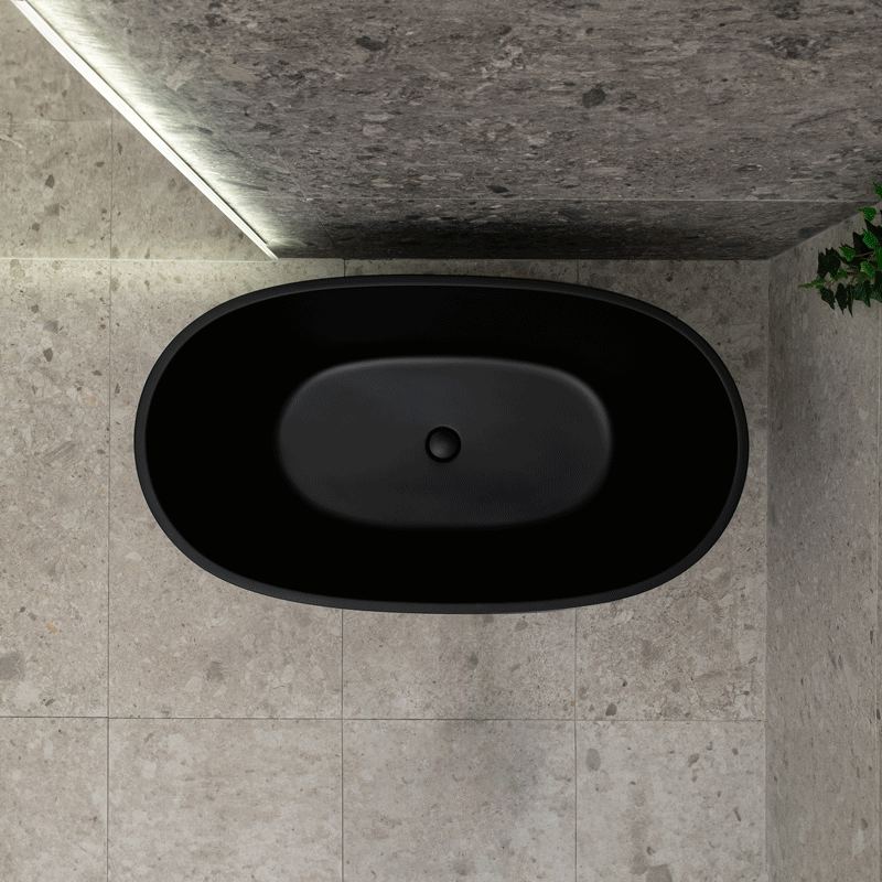 Byron Egg 1200mm Oval Freestanding Bath, Matte Black
