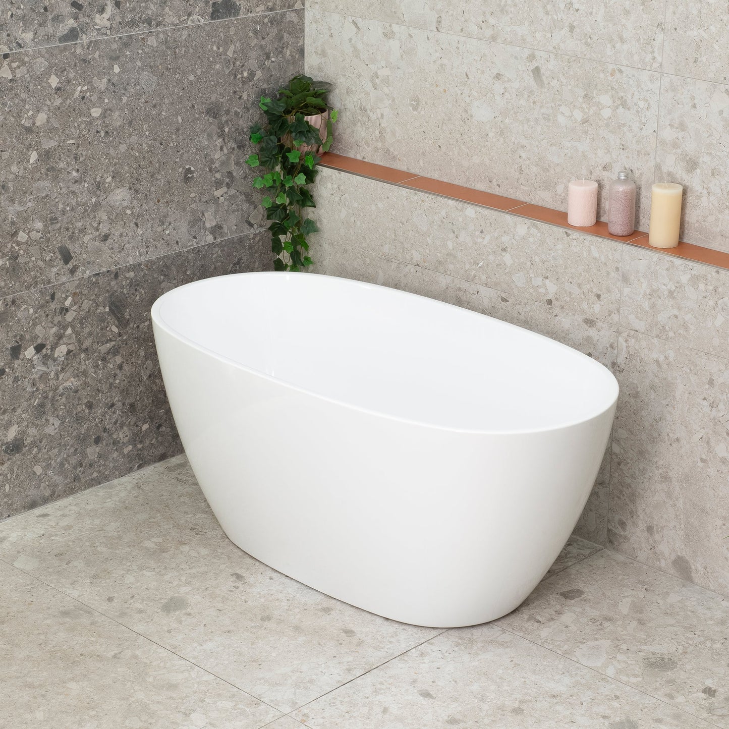 Byron Egg 1300mm Oval Freestanding Bath, Gloss White
