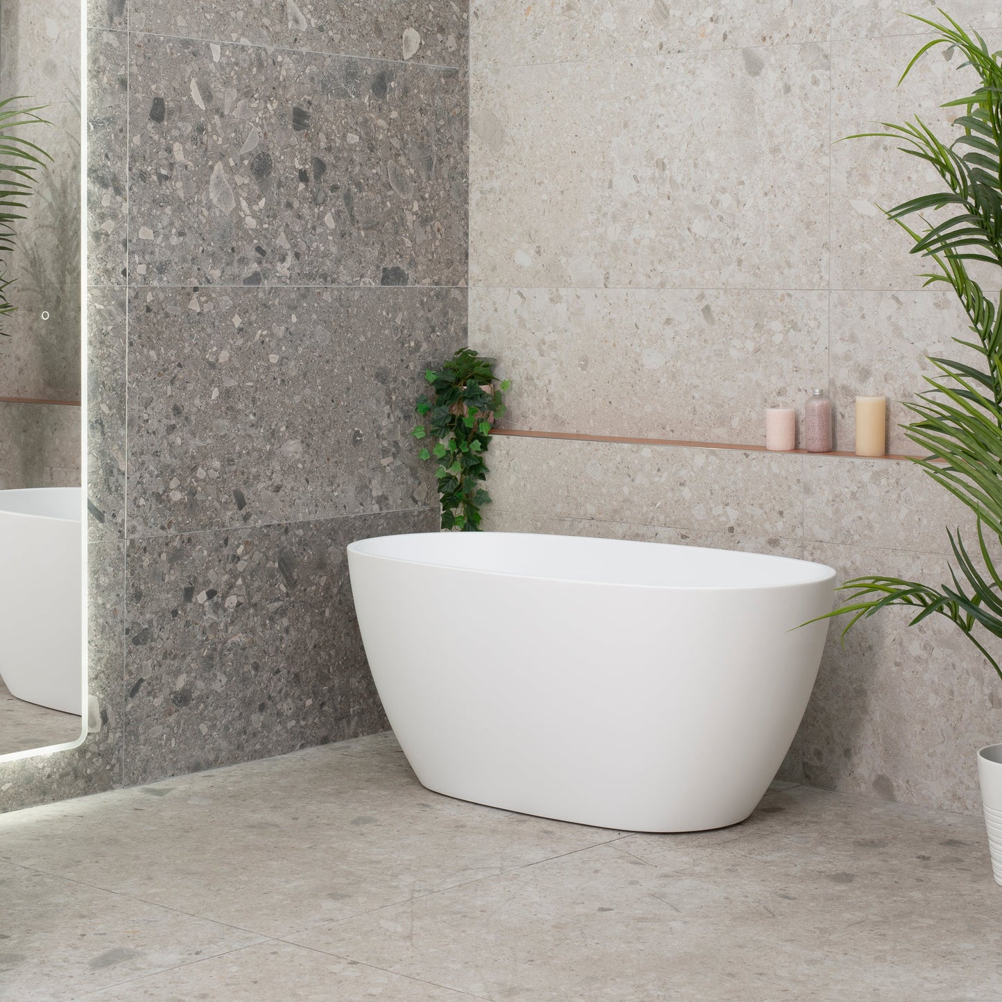 Byron Egg 1300mm Oval Freestanding Bath, Matte White