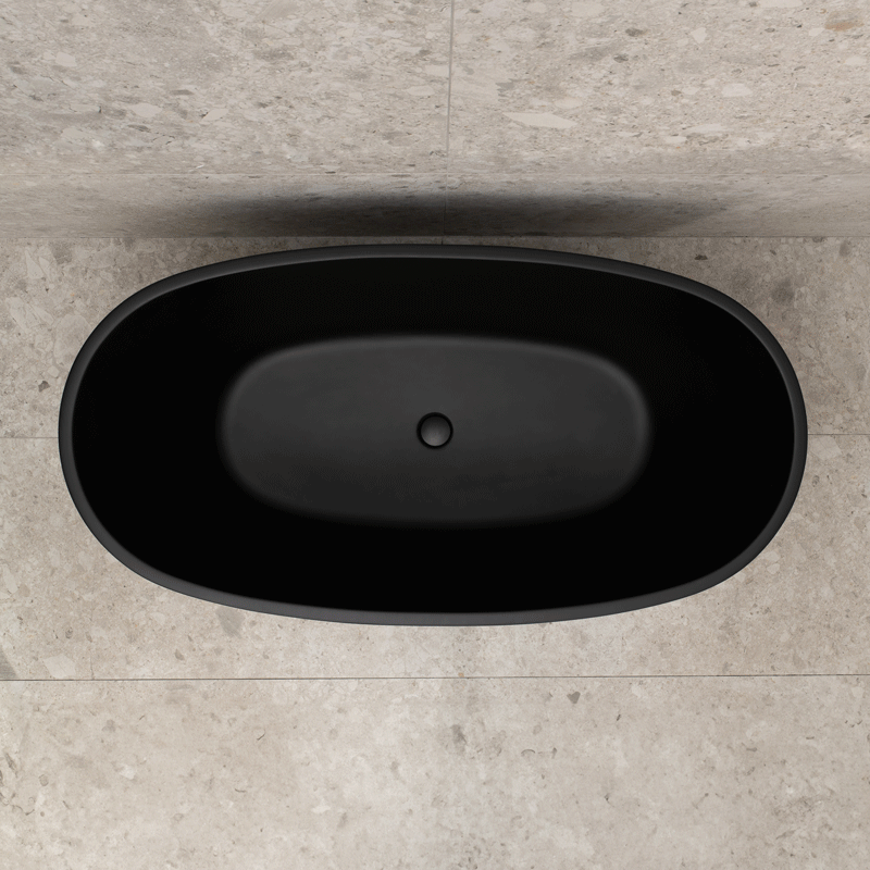 Byron Egg 1400mm Oval Freestanding Bath, Matte Black
