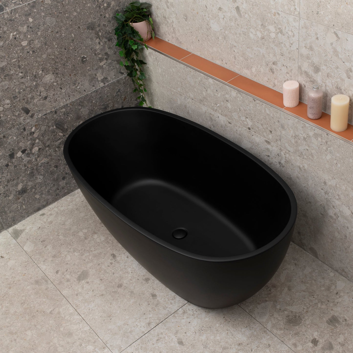Byron Egg 1400mm Oval Freestanding Bath, Matte Black