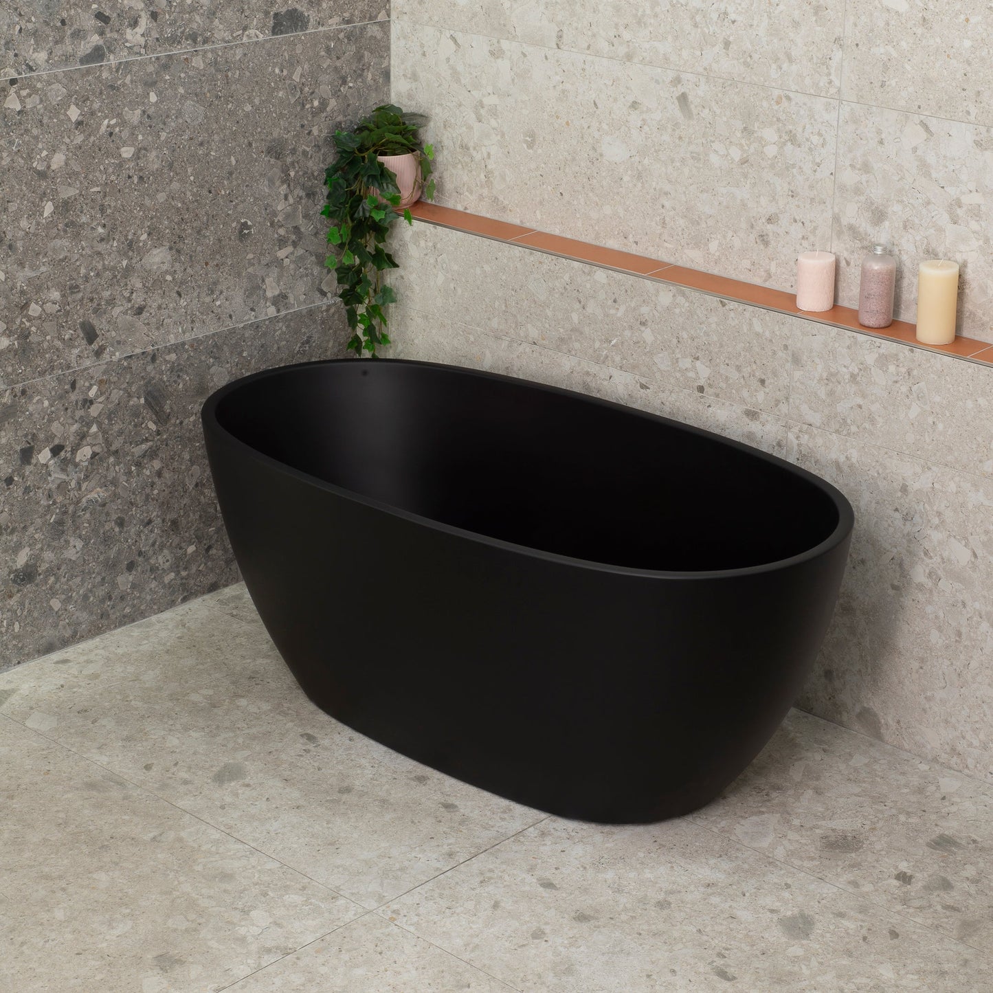 Byron Egg 1400mm Oval Freestanding Bath, Matte Black
