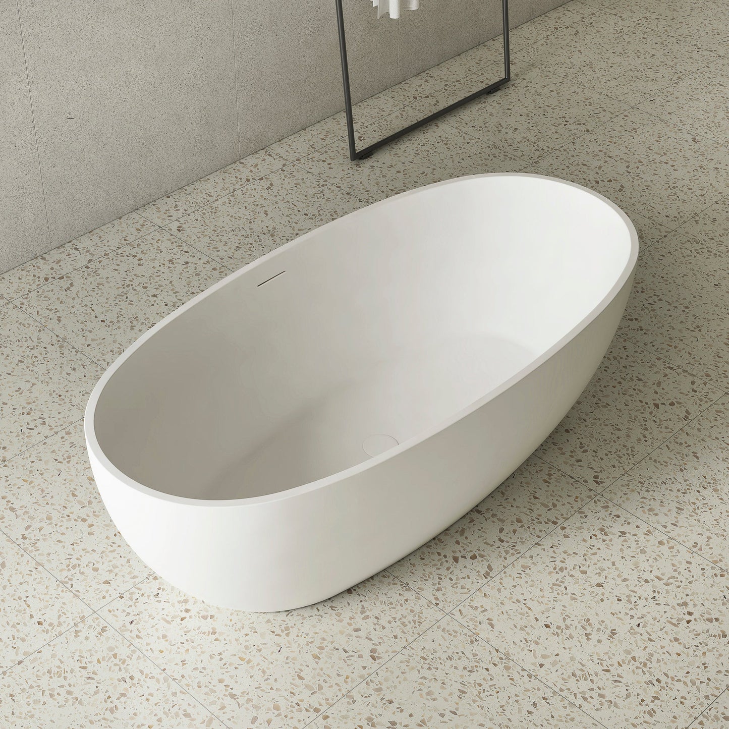 Byron Egg 1500mm Oval Freestanding Bath with Overflow, Gloss White