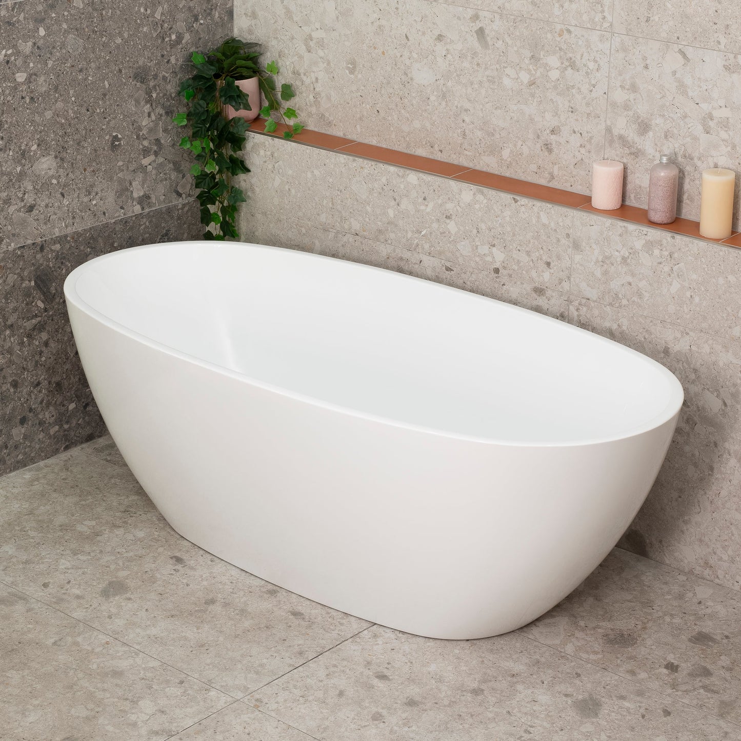 Byron Egg 1600mm Oval Freestanding Bath, Gloss White