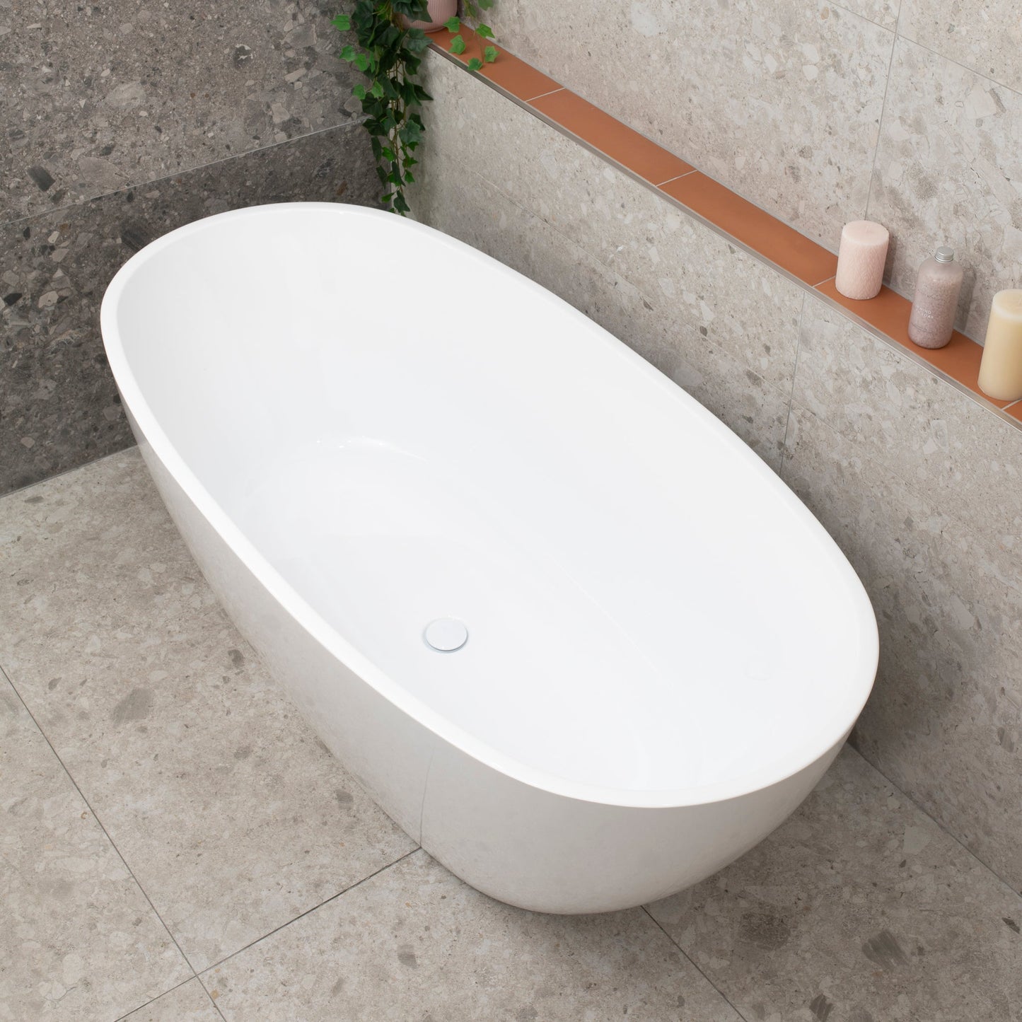 Byron Egg 1600mm Oval Freestanding Bath, Gloss White