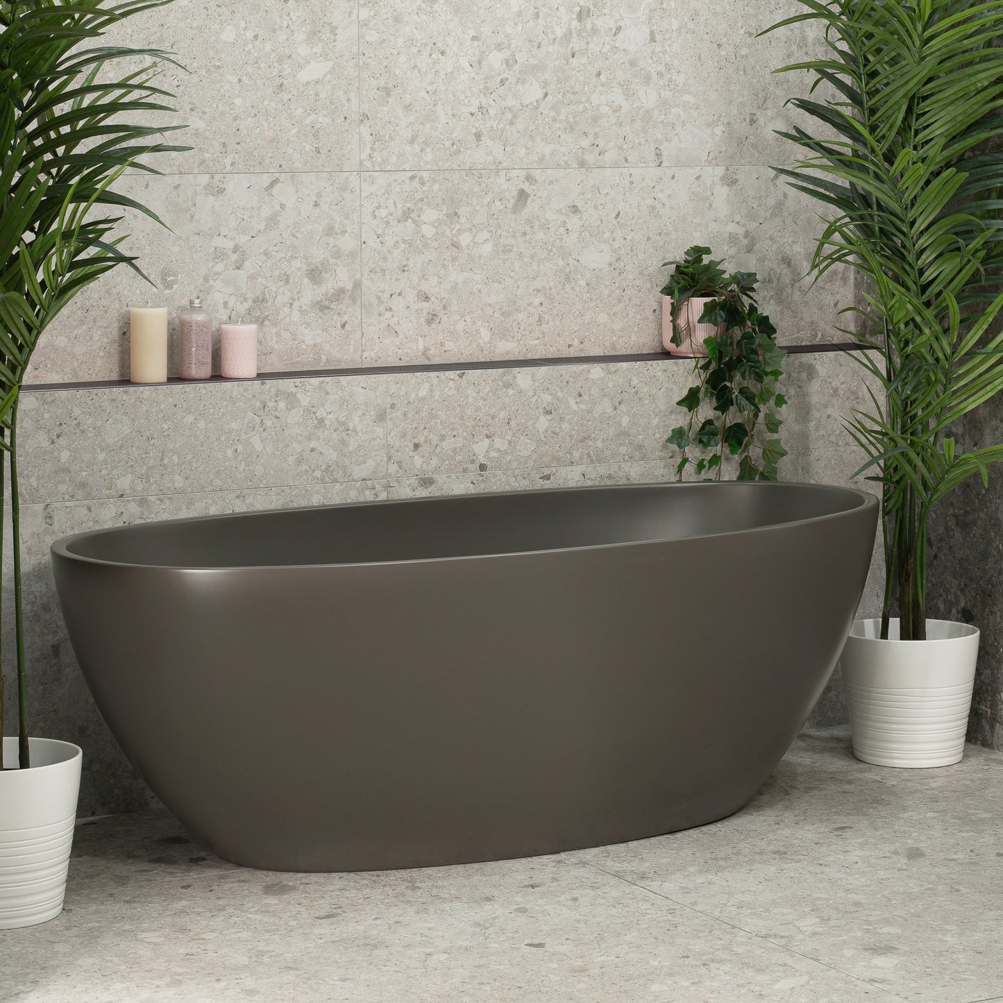 Byron Egg 1600mm Oval Freestanding Bath, Matte Charcoal Grey - SPECIAL EDITION