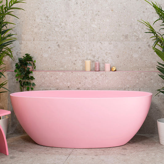 Byron Egg 63 inch Acrylic Freestanding Oval Bathtub, Matte Pink - SPECIAL EDITION