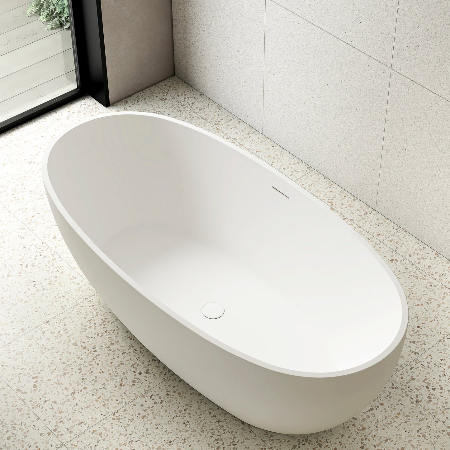 Byron Egg 1700mm Oval Freestanding Bath with Overflow, Gloss White