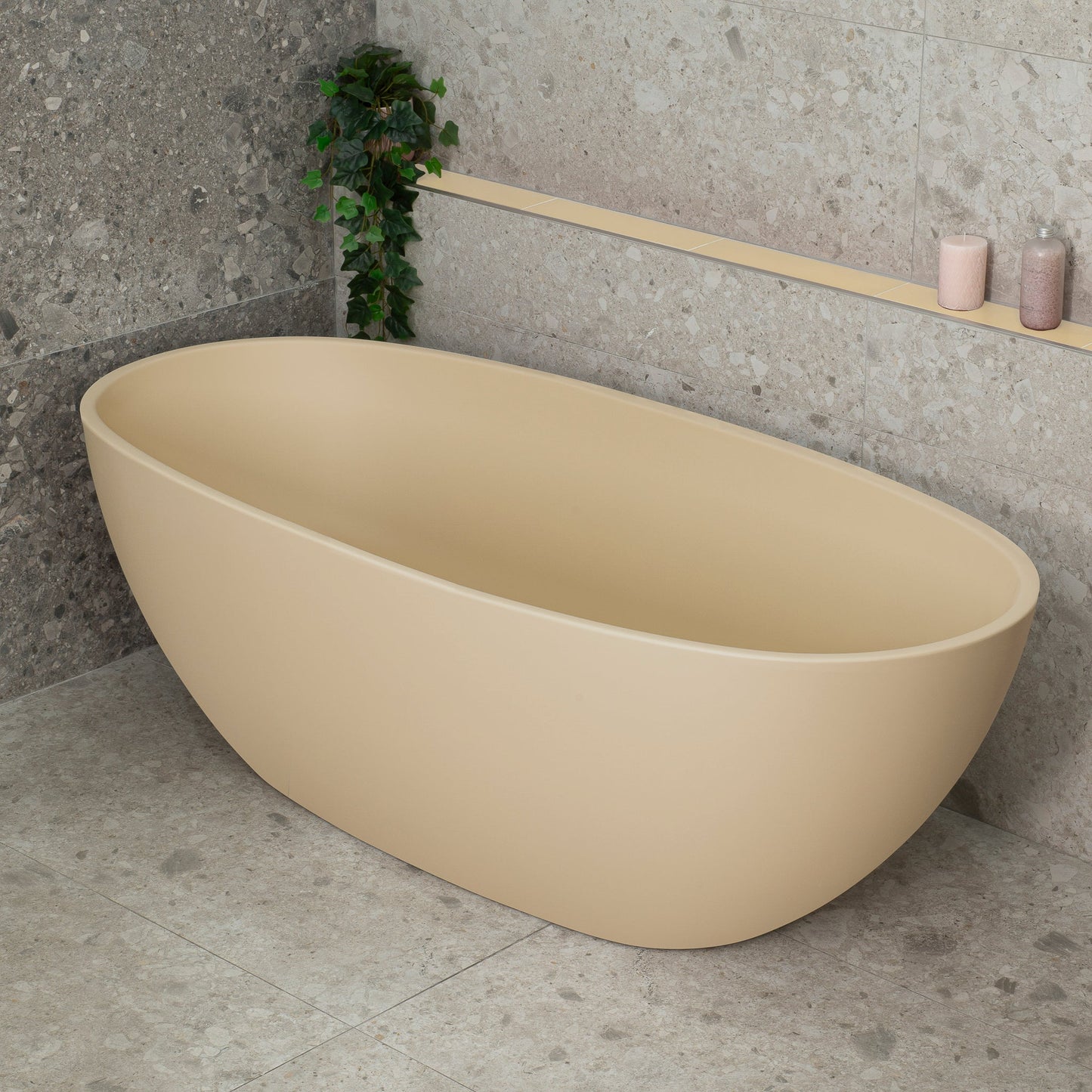 Byron Egg 1700mm Oval Freestanding Bath, Matte Vanilla Beige - SPECIAL EDITION