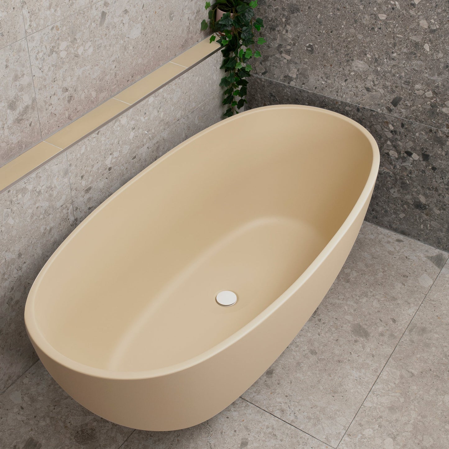 Byron Egg 1700mm Oval Freestanding Bath, Matte Vanilla Beige - SPECIAL EDITION