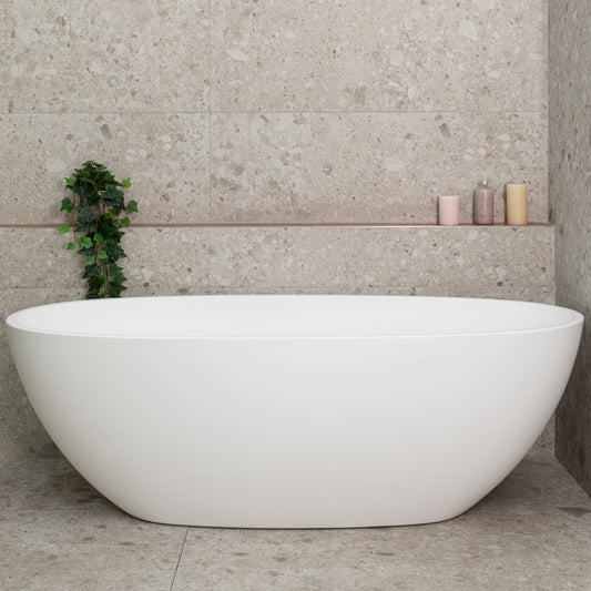 Byron Egg 1700mm Oval Freestanding Bath, Matte White