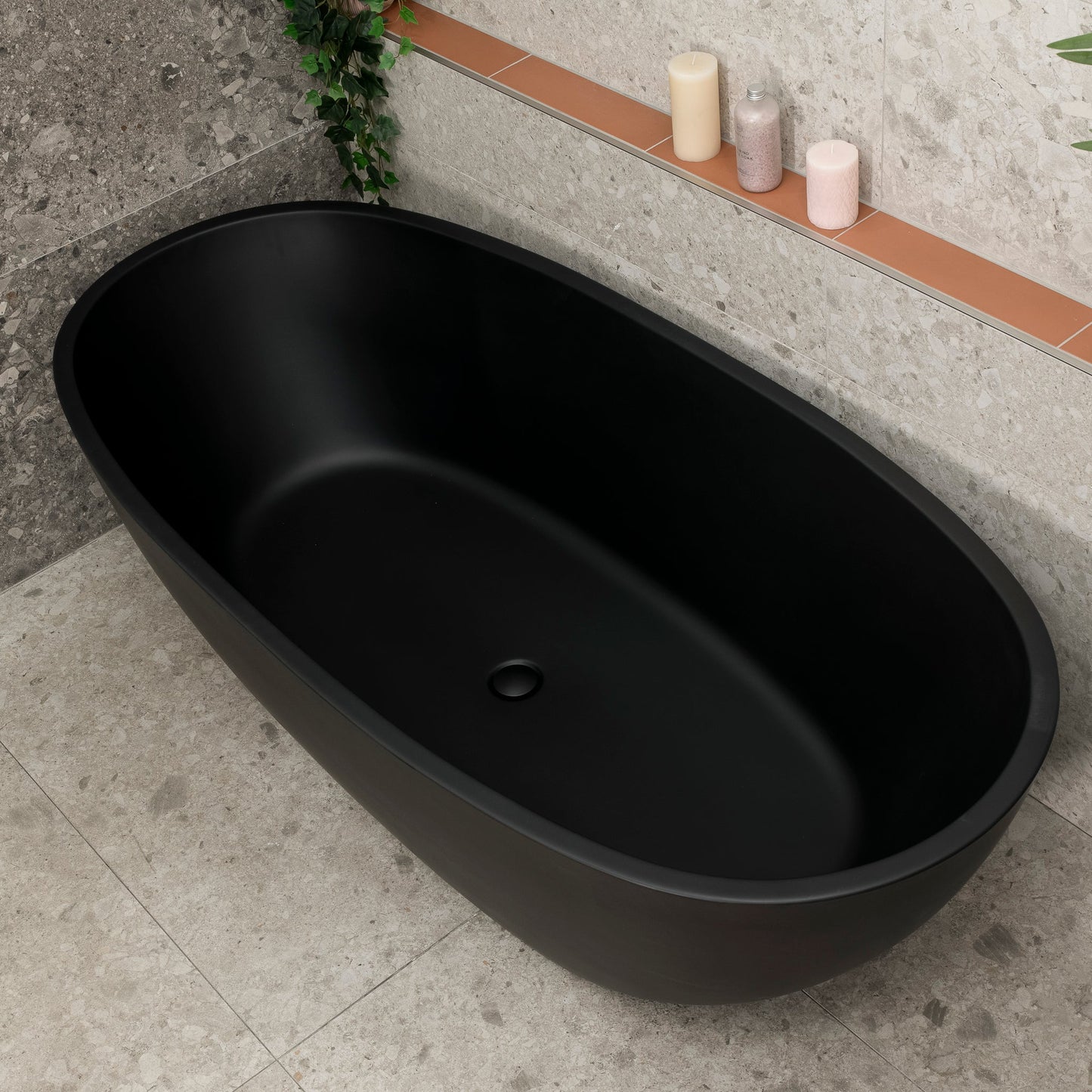 Byron Egg 1800mm Oval Freestanding Bath, Matte Black